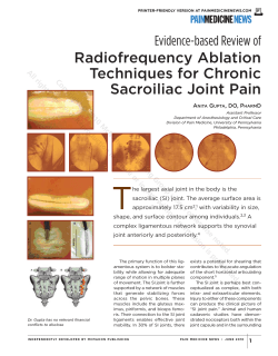Radiofrequency Ablation Techniques for Chronic Sacroiliac Joint Pain Evidence-based Review of
