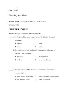 Bleeding and Shock CHAPTER 27 QUIZ EVALUATION