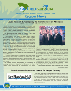 Region News Louis Hornick &amp; Company To Manufacture in Allendale