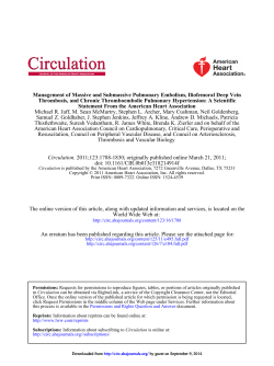 Management of Massive and Submassive Pulmonary Embolism, Iliofemoral Deep Vein