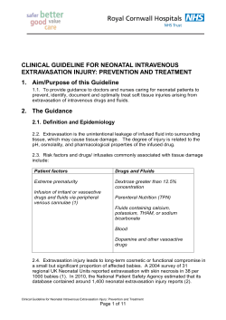 CLINICAL GUIDELINE FOR NEONATAL INTRAVENOUS EXTRAVASATION INJURY: PREVENTION AND TREATMENT