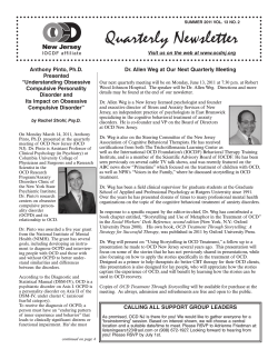 Quarterly Newsletter Anthony Pinto, Ph.D. Presented