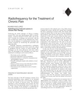 Radiofrequency for the Treatment of Chronic Pain Radiofrequency-lnduced Lesions in Chronic Pain Therapy