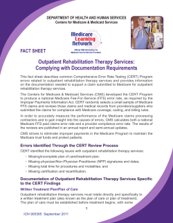 Outpatient Rehabilitation Therapy Services: Complying with Documentation Requirements FACT SHEET