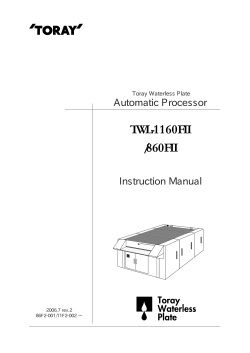 TWL-1160FII /860FII Automatic Processor Instruction Manual