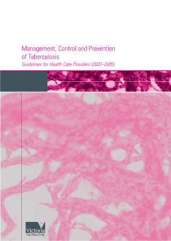 Management, Control and Prevention of Tuberculosis Guidelines for Health Care Providers (2002–2005)