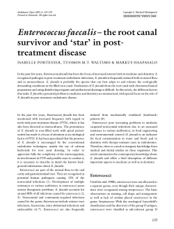 Enterococcus faecalis – the root canal survivor and ‘star’ in post- treatment disease
