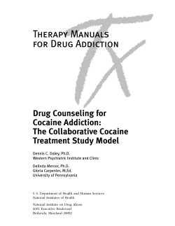 Therapy Manuals for Drug Addiction Drug Counseling for Cocaine Addiction: