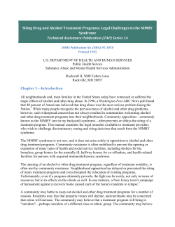 Siting Drug and Alcohol Treatment Programs: Legal Challenges to the... Syndrome Technical Assistance Publication (TAP) Series 14