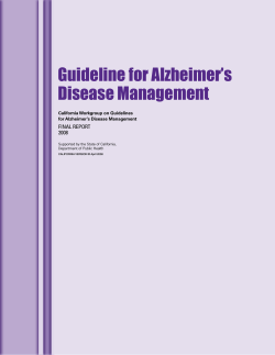 Guideline for Alzheimer’s Disease Management Final RepoRt 2008