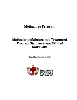 Methadone Program Methadone Maintenance Treatment Program Standards and Clinical