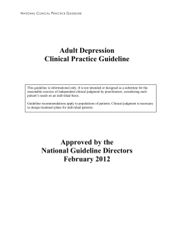 Adult Depression Clinical Practice Guideline