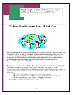 Tools for Transformation Series: Holistic Care and Mental Retardation Services (DBH/MRS)
