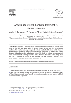 Growth and growth hormone treatment in Turner syndrome Marsha L. Davenport