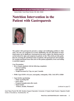 Nutrition Intervention in the Patient with Gastroparesis