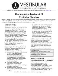 Pharmacologic Treatment Of Vestibular Disorders INTRODUCTION