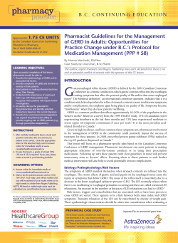 B . C .   C o n t... Pharmacist Guidelines for the Management of GERD in Adults: Opportunities for