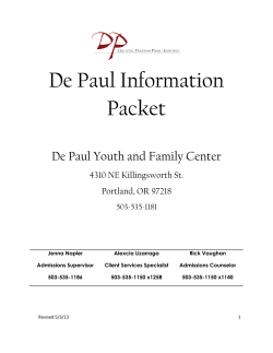 De Paul Information Packet De Paul Youth and Family Center