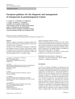 European guidance for the diagnosis and management POSITION PAPER