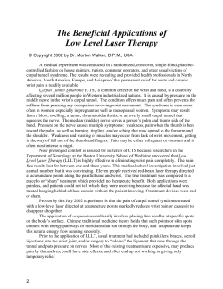 The Beneficial Applications of Low Level Laser Therapy