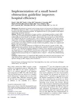 Implementation of a small bowel obstruction guideline improves hospital efficiency