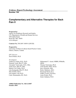 Complementary and Alternative Therapies for Back Pain II Evidence Report/Technology Assessment Number 194