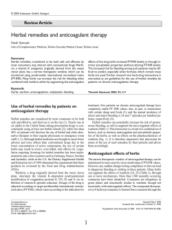 Herbal remedies and anticoagulant therapy Review Article Noah Samuels