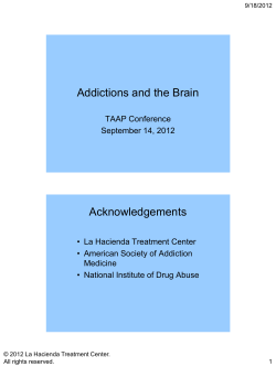 Addictions and the Brain Acknowledgements