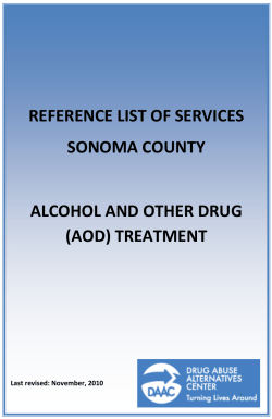 REFERENCE LIST OF SERVICES SONOMA COUNTY ALCOHOL AND OTHER DRUG