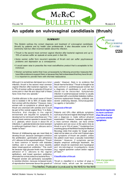 An update on vulvovaginal candidiasis (thrush) SUMMARY V 14