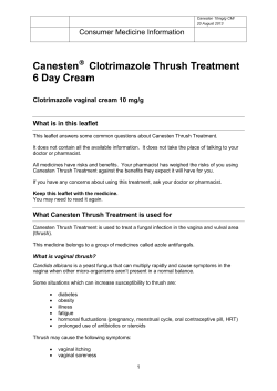 Canesten Clotrimazole Thrush Treatment 6 Day Cream Consumer Medicine Information