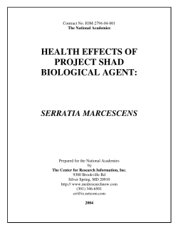 HEALTH EFFECTS OF PROJECT SHAD BIOLOGICAL AGENT: