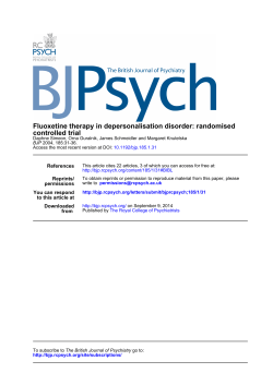 Fluoxetine therapy in depersonalisation disorder: randomised controlled trial