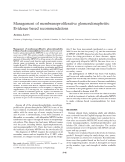 Management of membranoproliferative glomerulonephritis: Evidence-based recommendations A L