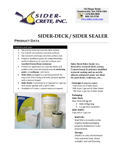 SIDER-DECK / SIDER SEALER Product Data  Features and uses: