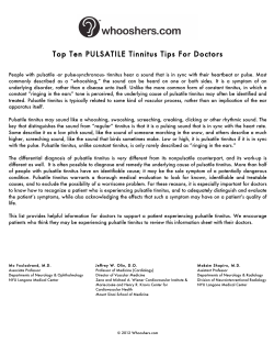 Top Ten PULSATILE Tinnitus Tips For Doctors