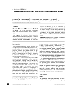 Thermal sensitivity of endodontically treated teeth CLINICAL ARTICLE E. Tidwell