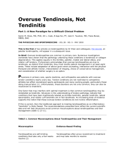 Overuse Tendinosis, Not Tendinitis