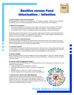 Bacillus cereus Food Intoxication / Infection