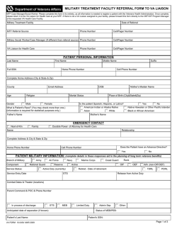 MILITARY TREATMENT FACILITY REFERRAL FORM TO VA LIAISON