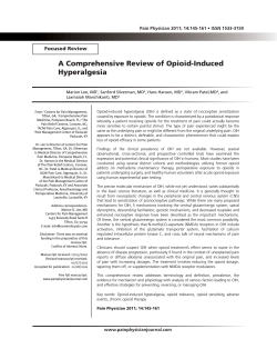 A Comprehensive Review of Opioid-Induced Hyperalgesia Focused Review