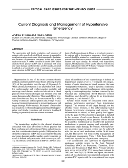 Current Diagnosis and Management of Hypertensive Emergency