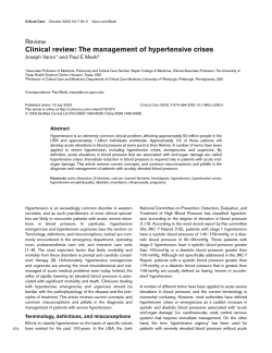 Clinical review: The management of hypertensive crises Review Joseph Varon
