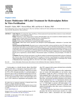 Essure Multicenter Off-Label Treatment for Hydrosalpinx Before In Vitro Fertilization