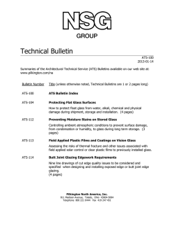 Pilkington ATS Bulletin Index: Glass Technical Resources