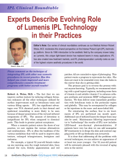 Experts Describe Evolving Role of Lumenis IPL Technology in their Practices