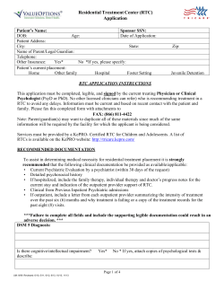 Residential Treatment Center (RTC) Application