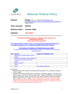 National Medical Policy  Subject: Vitiligo