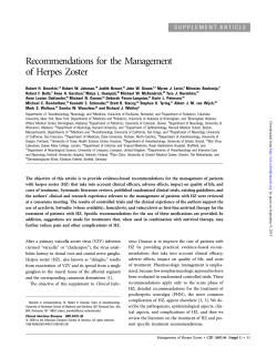 Recommendations for the Management of Herpes Zoster
