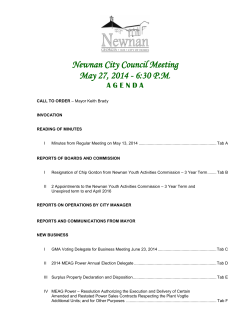 Newnan City Council Meeting May 27, 2014 - 6:30 P.M.